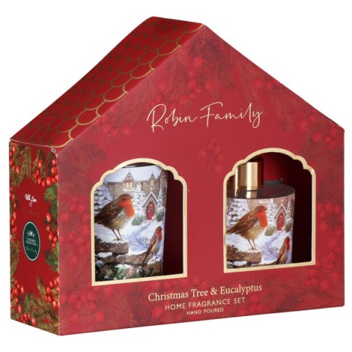 Christmas Robins Candle & Reed Diffuser Set