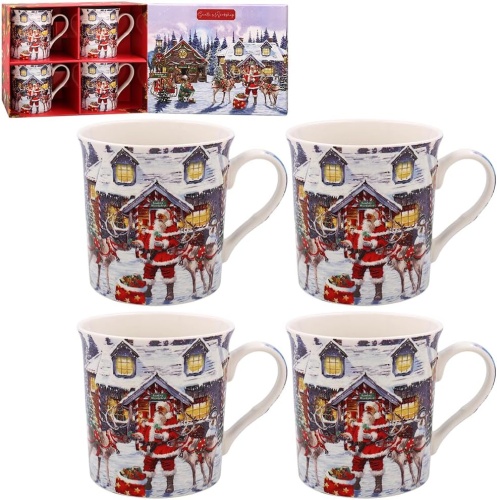 Santa Christmas Set of 4 Mugs - Gift Boxed