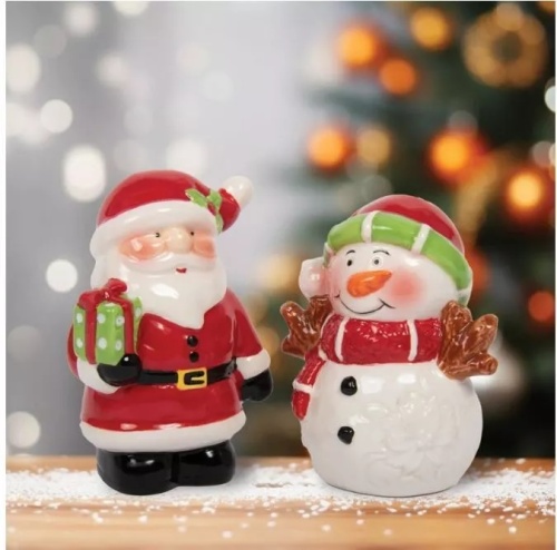 Snowman & Santa Christmas Salt & Pepper Shakers Pots Cruet Set