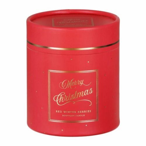 Red Winter Berries Christmas Boutique Jar Candle with Bow Embellishment