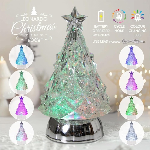 Glitter Christmas Tree Decoration With Colour changing  LED Lights