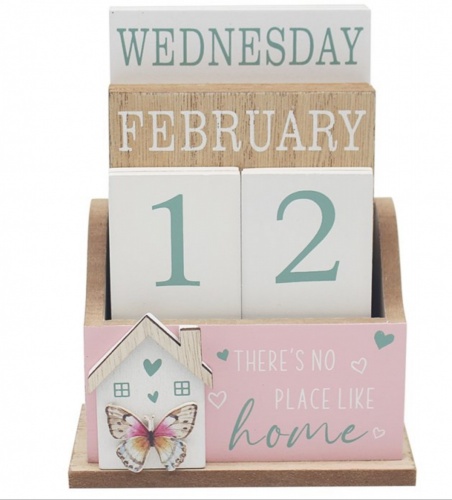 There's no place like home Perpetual Wooden Calendar Date Home Desk Office