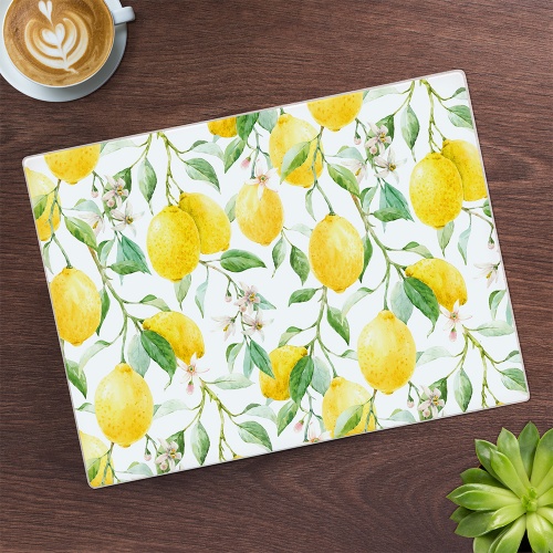 Lemon Grove Glass Cutting Chopping Board Worktop Saver