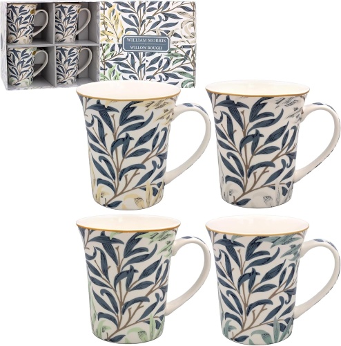 William Morris Willow Bough Lustre Set of 4 Mugs Gift Boxed