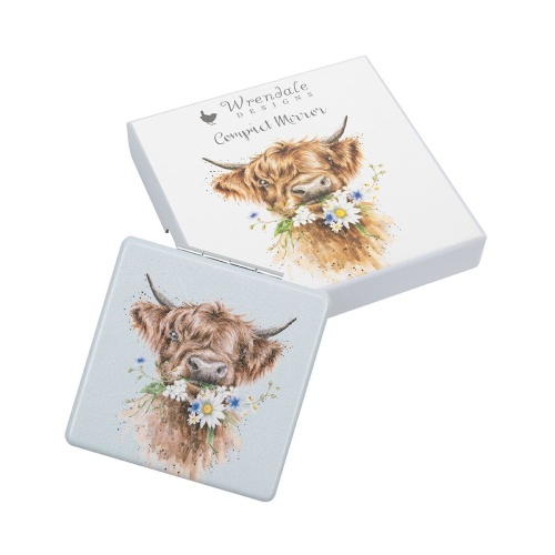 Wrendale Designs Daisy Coo highland cow Compact Mirror Gift Boxed