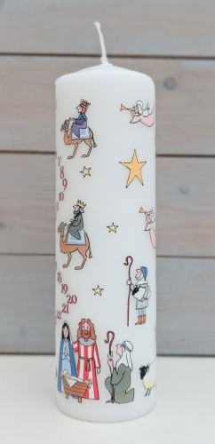 Alison Gardiner Nativity Pillar Advent Candle (non-fragranced)  New Size