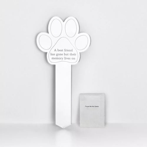 Paw Print Memorial Garden Planter & Forget Me Not Seeds Remembrance Grave Marker