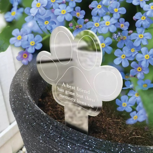 Paw Print Memorial Garden Planter & Forget Me Not Seeds Remembrance Grave Marker