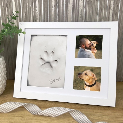 Paw Print Clay Mould & Photo Frame Kit for Dog or Cat Remembrance Gift