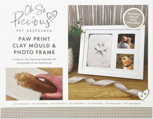 Paw Print Clay Mould & Photo Frame Kit for Dog or Cat Remembrance Gift