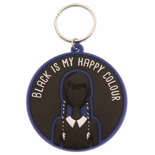 Wednesday Addams Black is my Happy Colour PVC Keyring Rubber Keyring