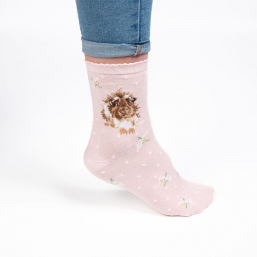 Wrendale Grinny Pig Guinea Pig Pink Bamboo Socks