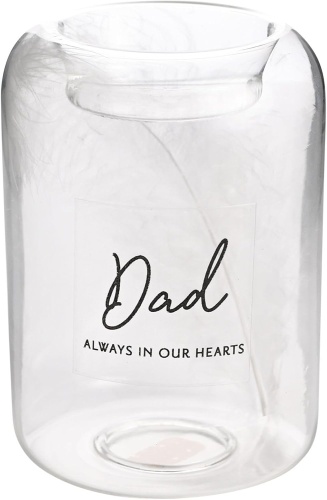 Thoughts of You Glass Tea Light Holder With Feather Inside Dad Memorial