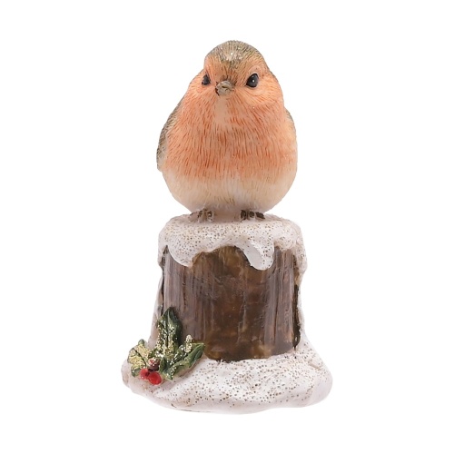 Robins on a Snowy Post Figurine Statue 8cm