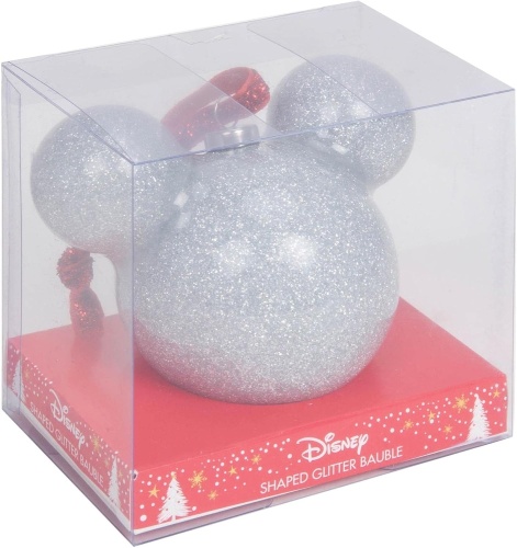 Mickey Mouse Silver Glitter Bauble