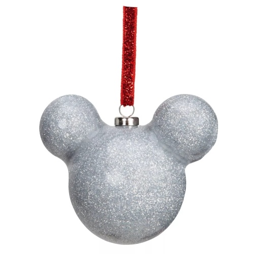 Mickey Mouse Silver Glitter Bauble